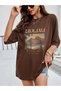 Tasmania Printed Women's / Girls' Oversize Brown T-Shirt