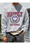 Men's Happily Printed Gray Crew Neck Oversize Casual Sweatshirt
