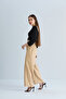 Women's Cream Lace-up Front Elastic Waist Fabric Trousers - 6