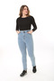 Women's Large Size Blue High Waist Narrow Leg Lycra 5 Pocket Jeans 65N37644