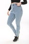 Women's Large Size Blue High Waist Narrow Leg Lycra 5 Pocket Jeans 65N37644 - 6