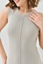 Washed Yarn Knitwear Fabric Crew Neck Sleeveless Midi Length 130 cm Summer Beige Knitwear Dress 1110 - 2