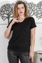 Black V-Neck Short Sleeve Knitted Casual Blouse - 3