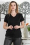 Black V-Neck Short Sleeve Knitted Casual Blouse - 4