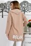 Camel Hooded Long Sleeve Printed Knitted Casual Hooded Jacket - 8
