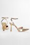 Women's Martini Gold Shiny Belted Ankle Strap Stiletto - 5