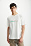 RAMADANP018 Men's 100% Cotton Crew Neck Printed Ecru T-Shirt
