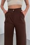 Women's Brown High Waist Pleated Buttoned Lycra Stretchy Comfortable Fit Palazzo Trousers - 2