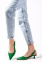 Mitzie Green Color Open Back Short Heeled Women's Shoes - 3
