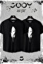 Black Set of 2 Feather Printed Slim Fit Oval Cut T-shirt