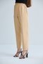 Women's Cream Pocket Elastic Waist Fabric Trousers - 4