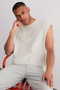 Taş Oversize/Geniş Kesim Kabarık Yazı Baskılı Etiketli Sıfır Kol T-Shirt/Atlet TMNSS24AL00005 - 3