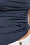 Füme Büzgü Detaylı Asimetrik Örme Bluz TEDSS24BZ00013 - 4