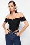 Black Carmen Collar Woven Bustier Tprss24Bs00018