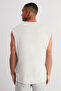 Taş Oversize/Geniş Kesim Kabarık Yazı Baskılı Etiketli Sıfır Kol T-Shirt/Atlet TMNSS24AL00005 - 6