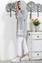 Gray Hooded Long Sleeve Printed Knitted Casual Hooded Jacket - 5