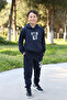 Sfdk 25 Printed Hooded and Kangaroo Pocket Elastic Waist Tracksuit Set for Boys - 2