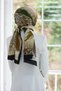 Luxury Medina Silk Colorful Brushed and Leopard Printed Indigo Color 75X195 Wrinkle-Free Shawl Moss  Stitch t