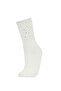 Women's Applique 2-Piece Cotton Long Socks C5144axns - 3