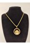 Openable, Quartered Steel Non-Tarnish Necklace Gold Color - 4
