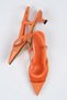 Diane Orange Color Mesh Detailed Open Back Short Heeled Women's Shoes - 7