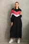 Powder V Pattern Color Blocked Hijab Daily Long Sports Dress - 7