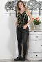 Black-Gold V-neck Strap Sequined Knitted Casual Velvet Blouse - 7
