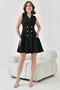 Atlas Fabric Flared Cut Button Detail Double Breasted Collar Black Evening Dress Homecoming Dress 9347 - 5