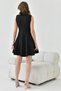 Atlas Fabric Flared Cut Button Detail Double Breasted Collar Black Evening Dress Homecoming Dress 9347 - 4