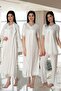 Women's Ecru Lace Cotton Maternity Maternity Dressing Gown Pajamas Set Nightgown 4-Piece Set - 2