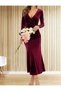 Women's long-sleeved double-breasted collar velvet full-length dress - 2