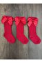 Girl's 3 Pairs of Accessory Bow Cotton Knee-Cuff Socks