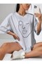 Face Printed Women's / Girls Oversize Casual T-Shirt Boyfriend