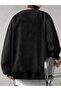 Men's Masterly Printed Crew Neck Unisex Black Oversize Sweatshirt - 2