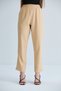 Women's Cream Pocket Elastic Waist Fabric Trousers - 2