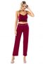 Women's Claret Red 3-Piece Pajama Set - 5