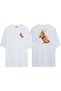 Unisex Hot Dog Skateboard Front Back Printed White Oversize T-shirt