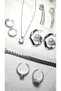 Necklace, Steel Bracelet, Stone and Pearl Earrings, Rings, 9-Piece Bijouterie Set in Gift Packaging - 7