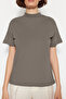 Yağ Yeşili-Gri 2'li Paket %100 Pamuk Basic Dik Yaka Örme T-Shirt TWOSS20TS1500 - 4