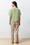 Yeşil %100 Pamuklu Çiçekli Örme Pijama Takımı THMSS24PT00230 - 6