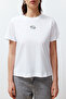 Beyaz %100 Pamuk Nakışlı Regular/Normal Kalıp Örme T-Shirt TWOSS24TS00160 - 4