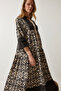 Women's Black Beige Patterned Oversize Summer Viscose Dress DD01307 - 4