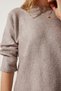 Women's Beige Boat Neck Seasonal Oversize Knitwear Sweater YG00105 - 3