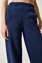 Women's Navy Blue Raised Straight Leg Thick Sweatpants HF00445 - 6