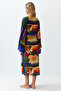 Soyut Desenli Dokuma Maxi Plaj Kuşaklı Kimono&Kaftan TBESS24KM00024 - 6