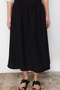 Siyah %100 Keten Beli Lastikli Midi Etek TWOSS24ET00153 - 10