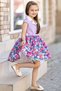 Girls' Shirt Collar Floral Print Lilac Dress - 3