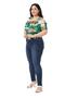 Large Size High Waist Slim Leg Navy Blue Denim Trousers - 4