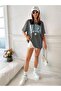 Women's Smoked Aloha Flower Printed Oversize T-shirt - 4