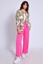 WOMEN'S CANDY PINK LINEN Textured Pleated PLAZZO PANT - 5